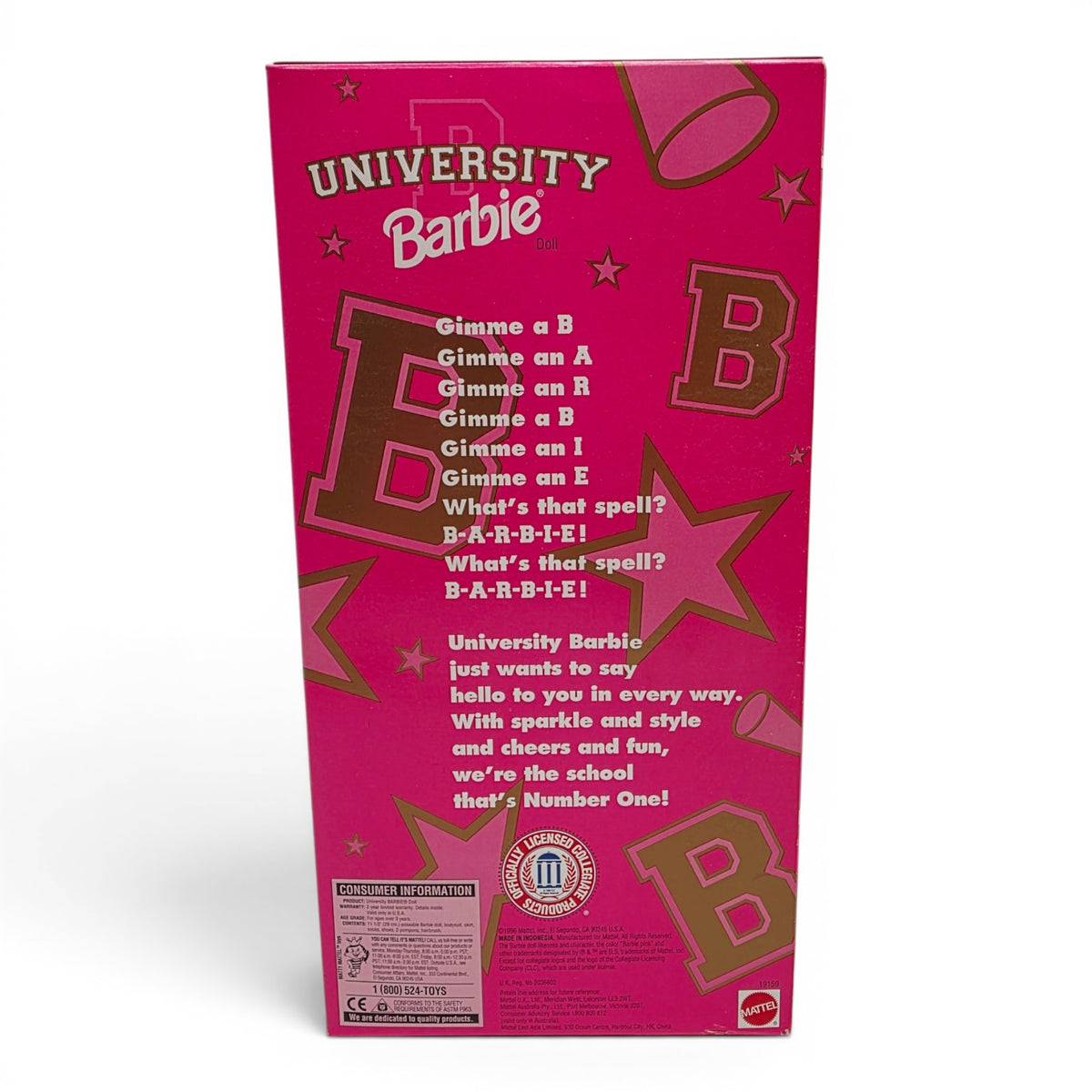 1996 Barbie University Barbie Georgia Tech Back view