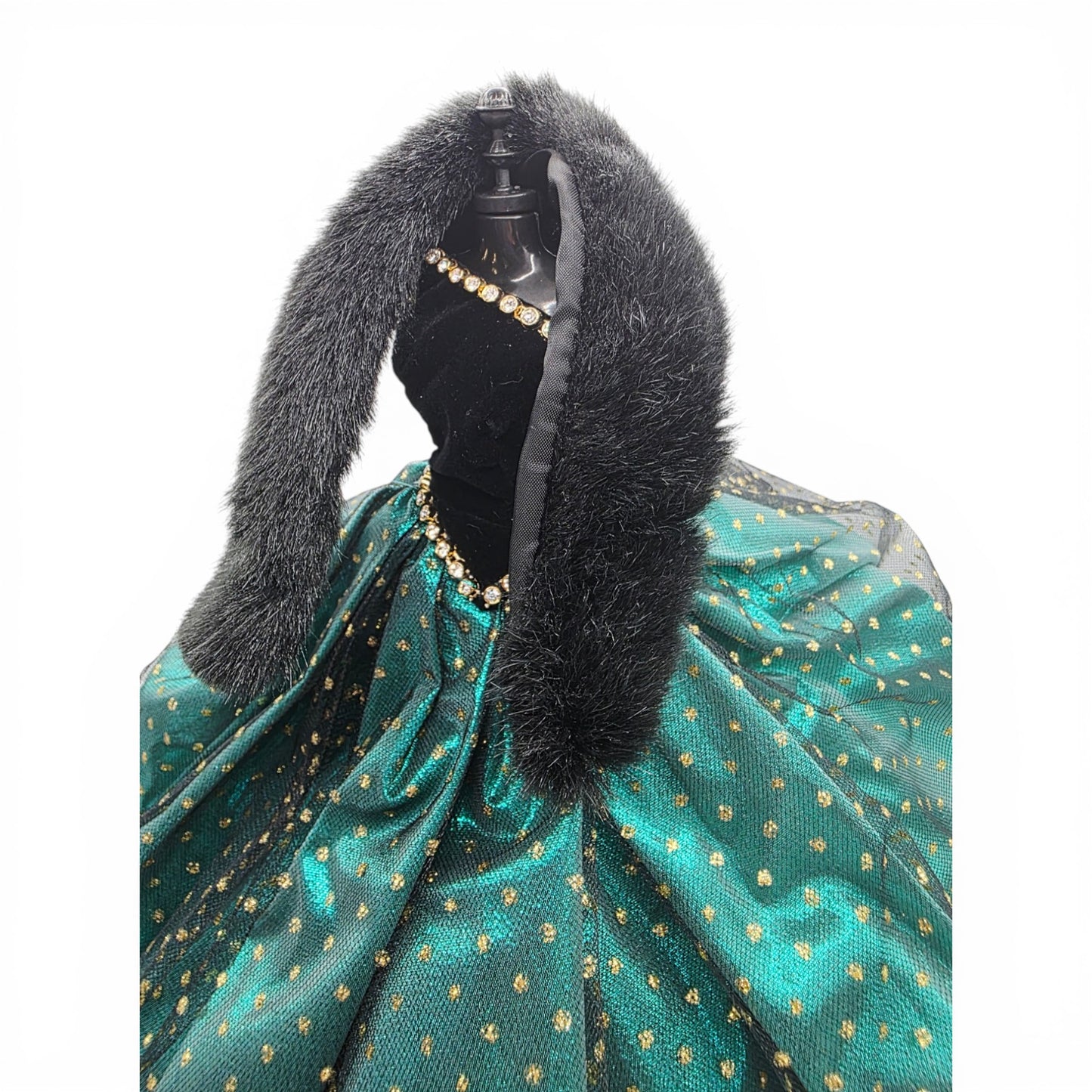 1996 Brass Key Designer Gown Collection Emerald Velvet & Fur Gown doll fashion — Close-up 8