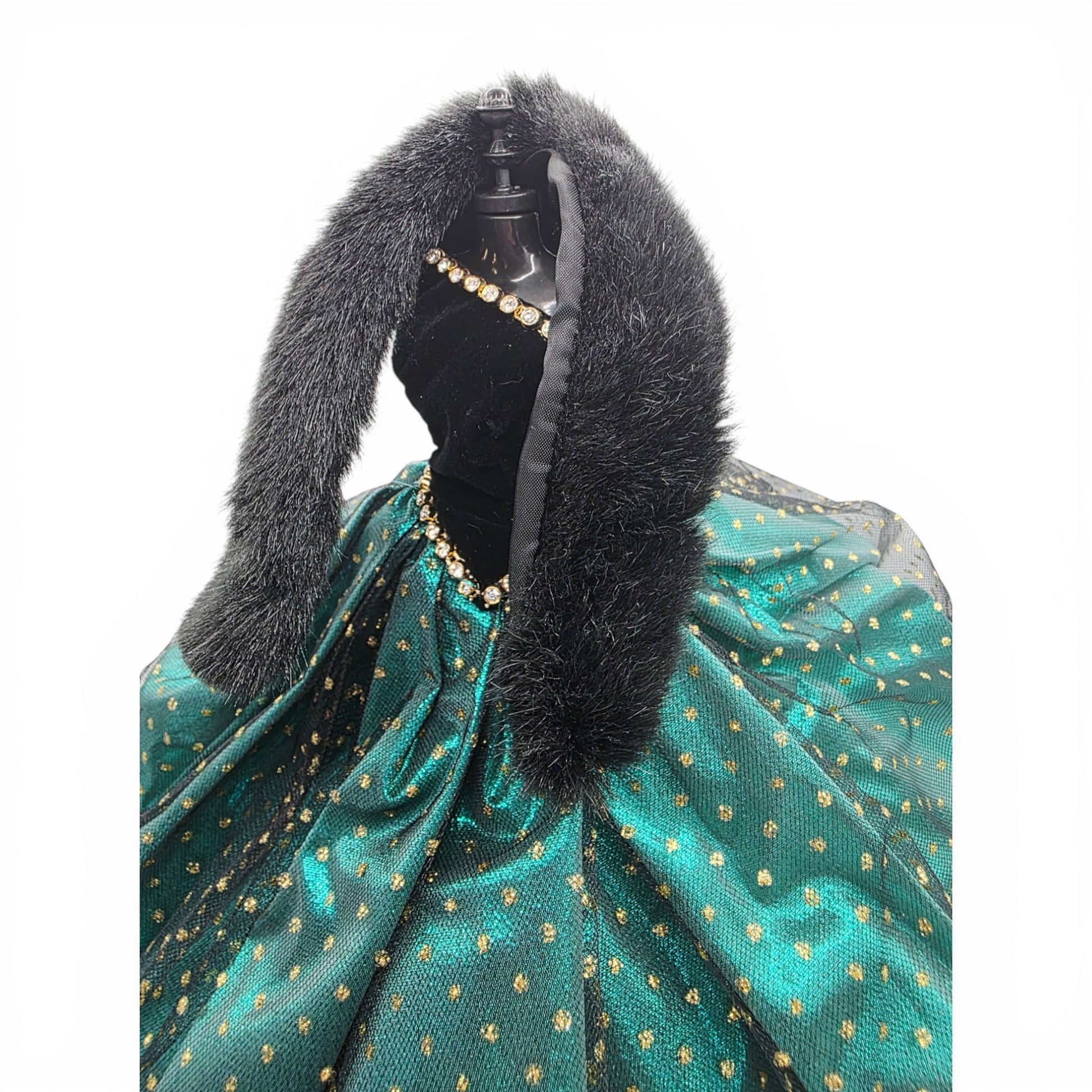 1996 Brass Key Designer Gown Collection Emerald Velvet & Fur Gown doll fashion — Close-up 8