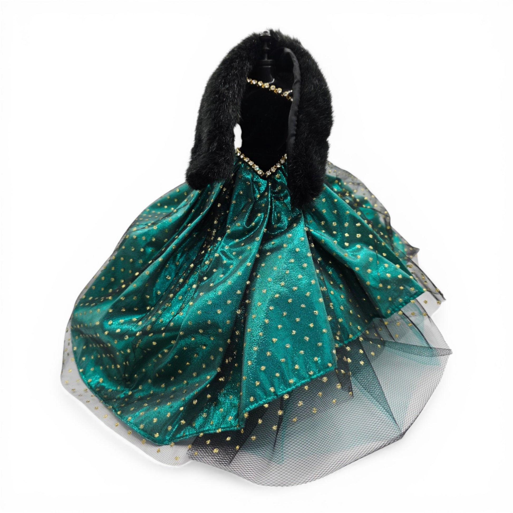 1996 Brass Key Designer Gown Collection Emerald Velvet & Fur Gown doll fashion — Front view