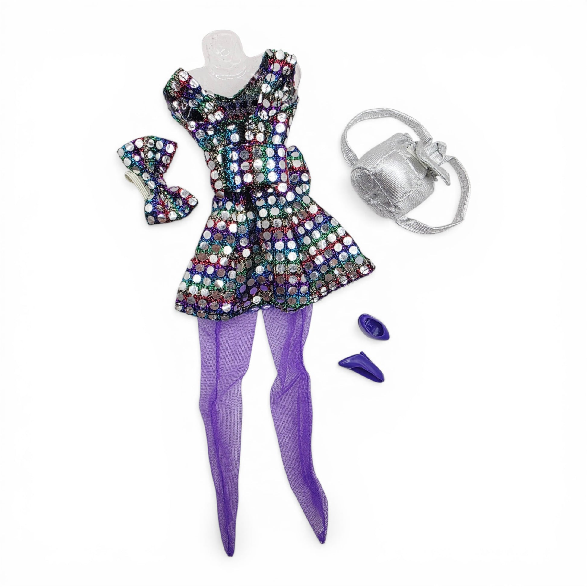 1996 Brass Key Designer Gown Collection Holographic Disco Dress & Leggings doll fashion — Back view