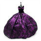 1996 Brass Key Designer Gown Collection Metallic Purple Velvet & White Fur Gown doll fashion — Back view