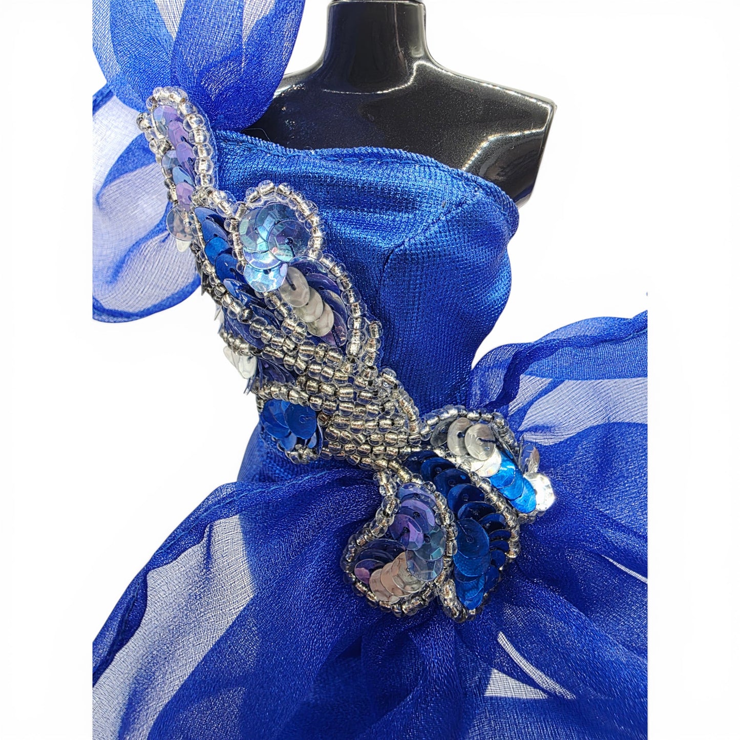 1996 Brass Key Designer Gown Collection Royal Blue Organza Sequin Gown doll fashion — Close-up 1