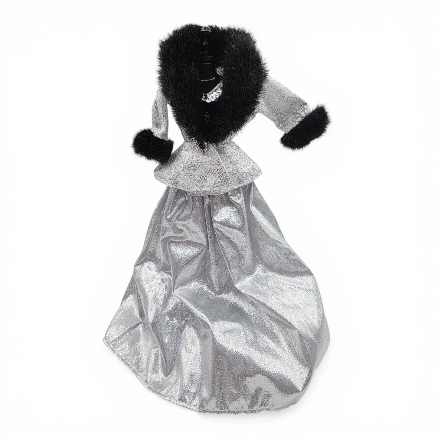 1996 Brass Key Designer Gown Collection Silver Brocade, Fur and Velvet Gown & Jacket doll fashion — Front view