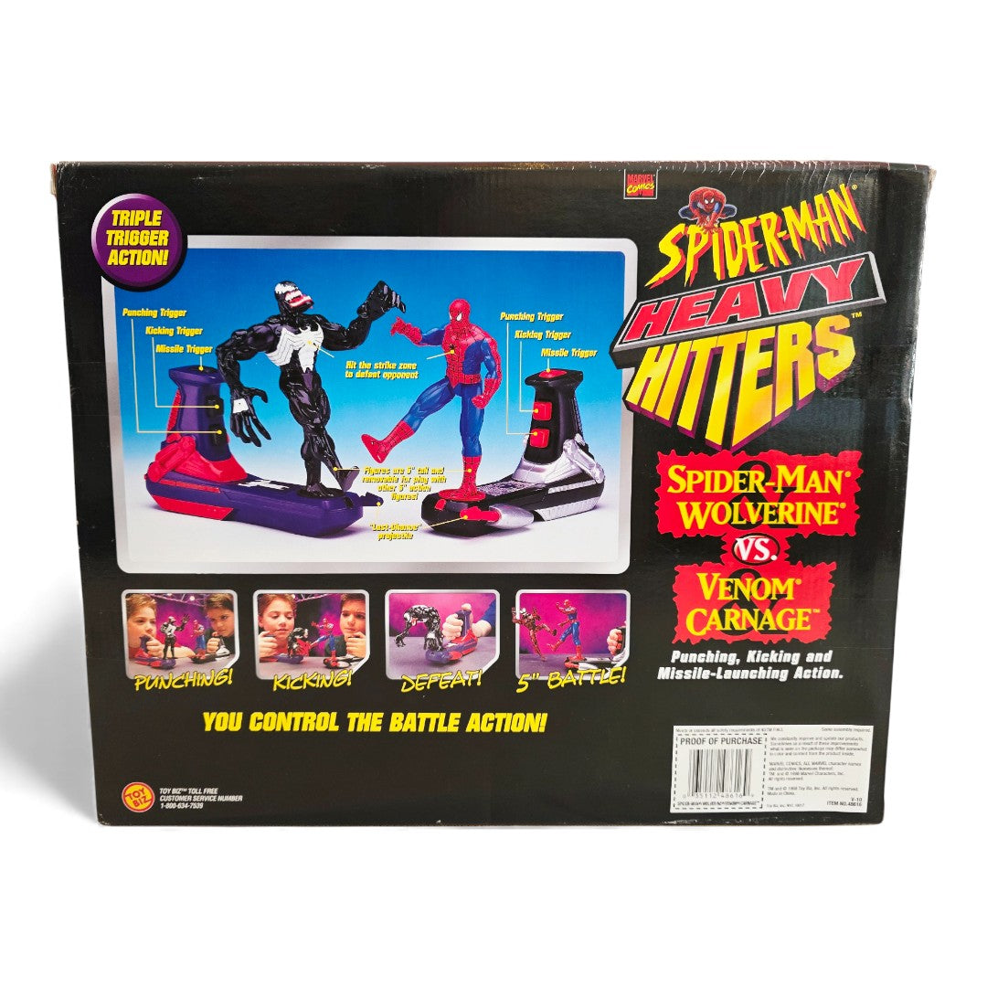 1996 Spider-Man Spider-Man Heavy Hitters Series Spider-Man, Wolverine, Venom & Carnage action figure playset — Back view