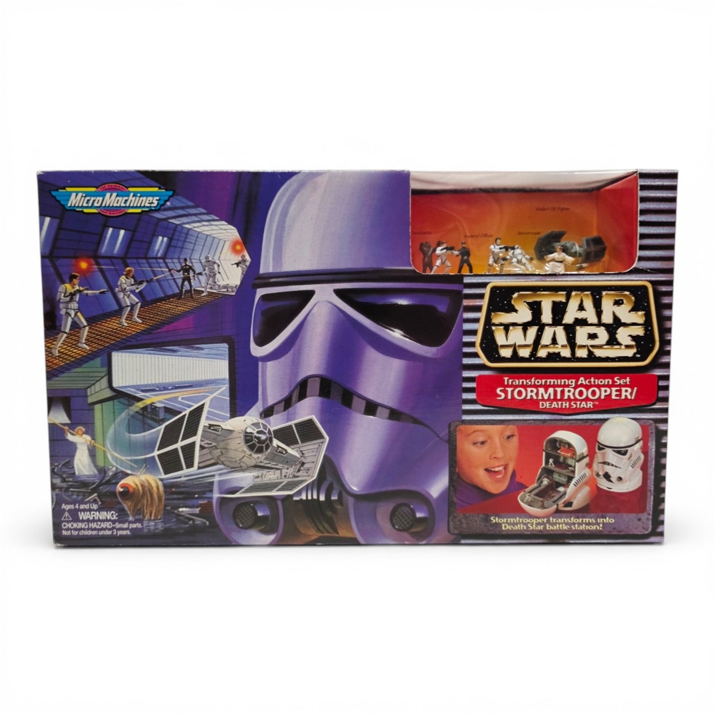1996 Star Wars Micro Machines Stormtrooper Death Star action figure playset — Front view