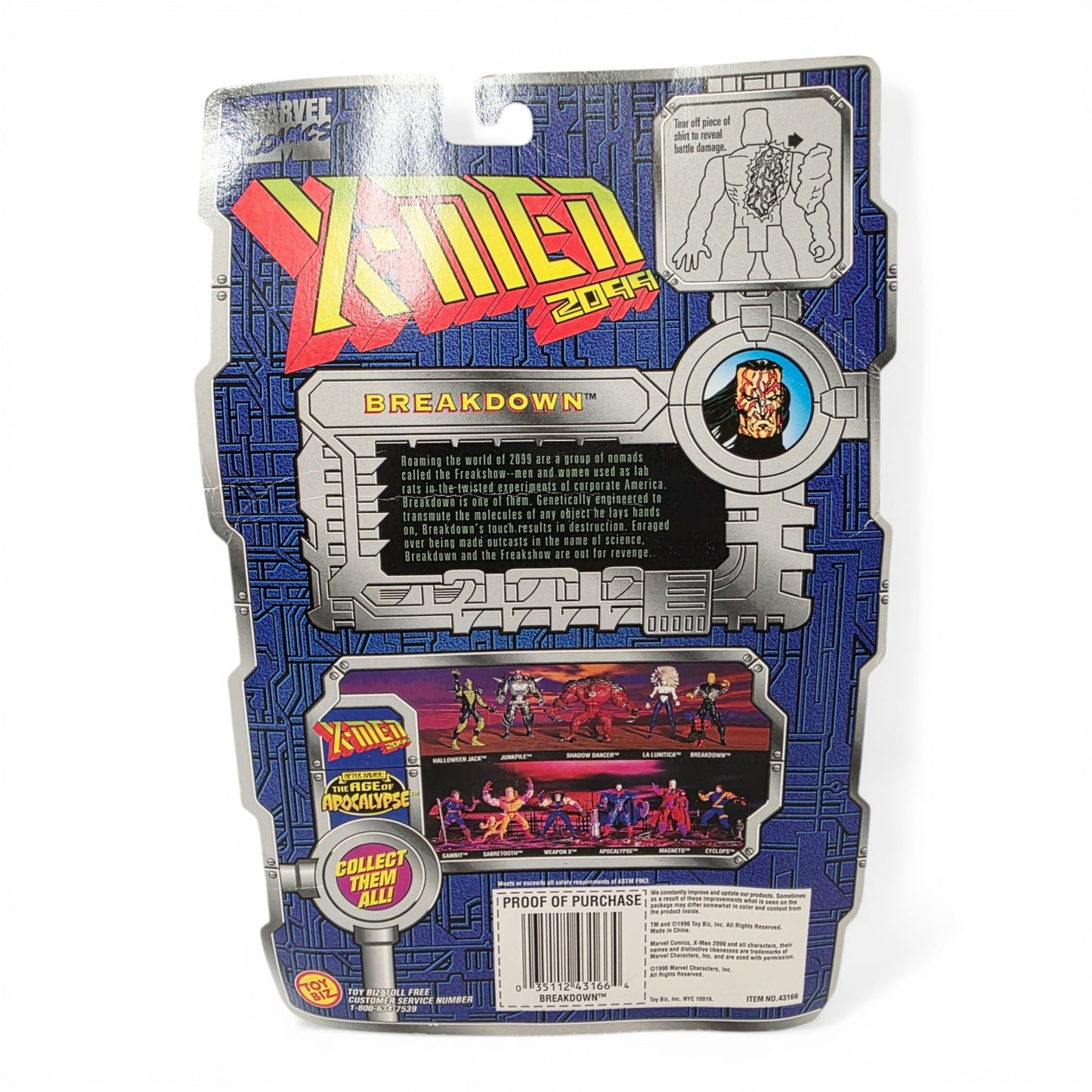 1996 X-Men X-Men 2099 Breakdown action figure — Back view