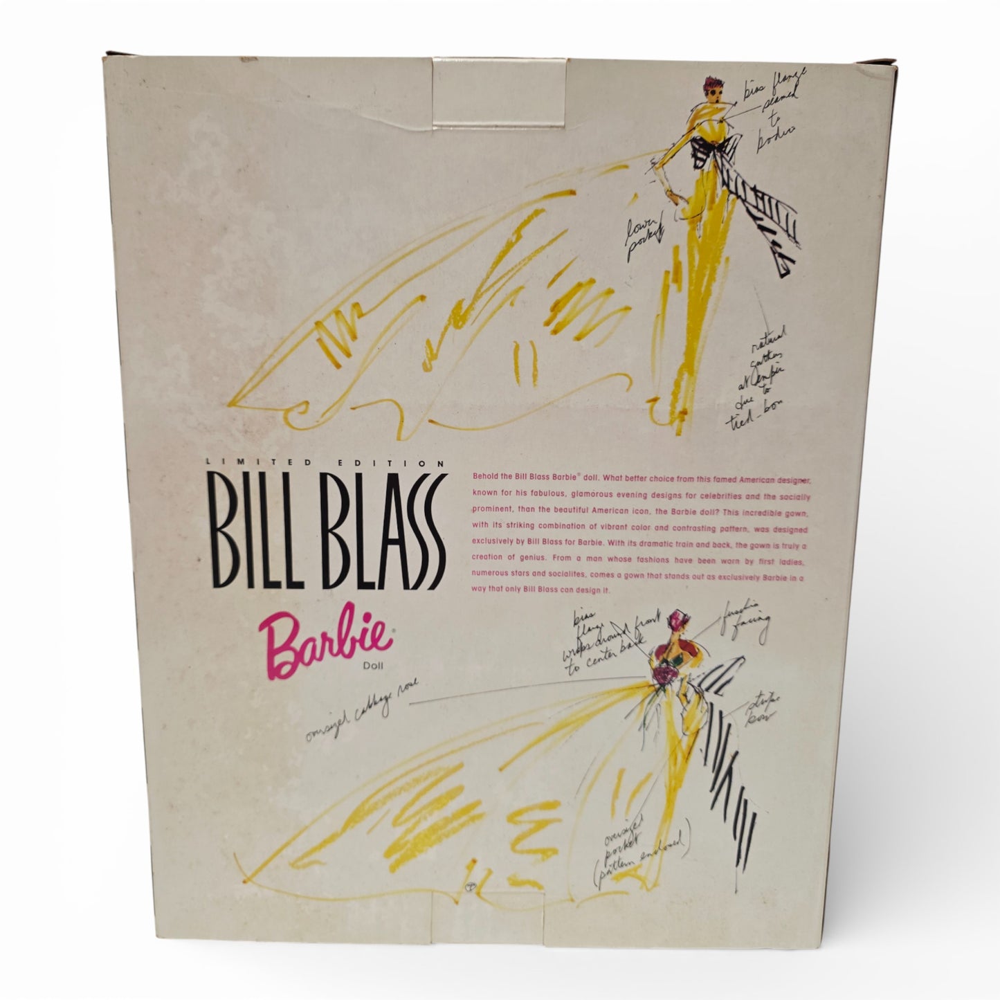 Vintage 1990s doll. Bill Blass Designer Barbie. Limited Edition. Back view.