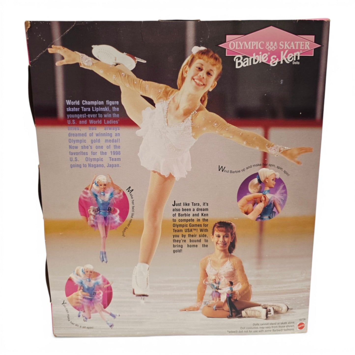 1997 Barbie Olympic USA Skater Barbie & Ken doll giftset — Back view