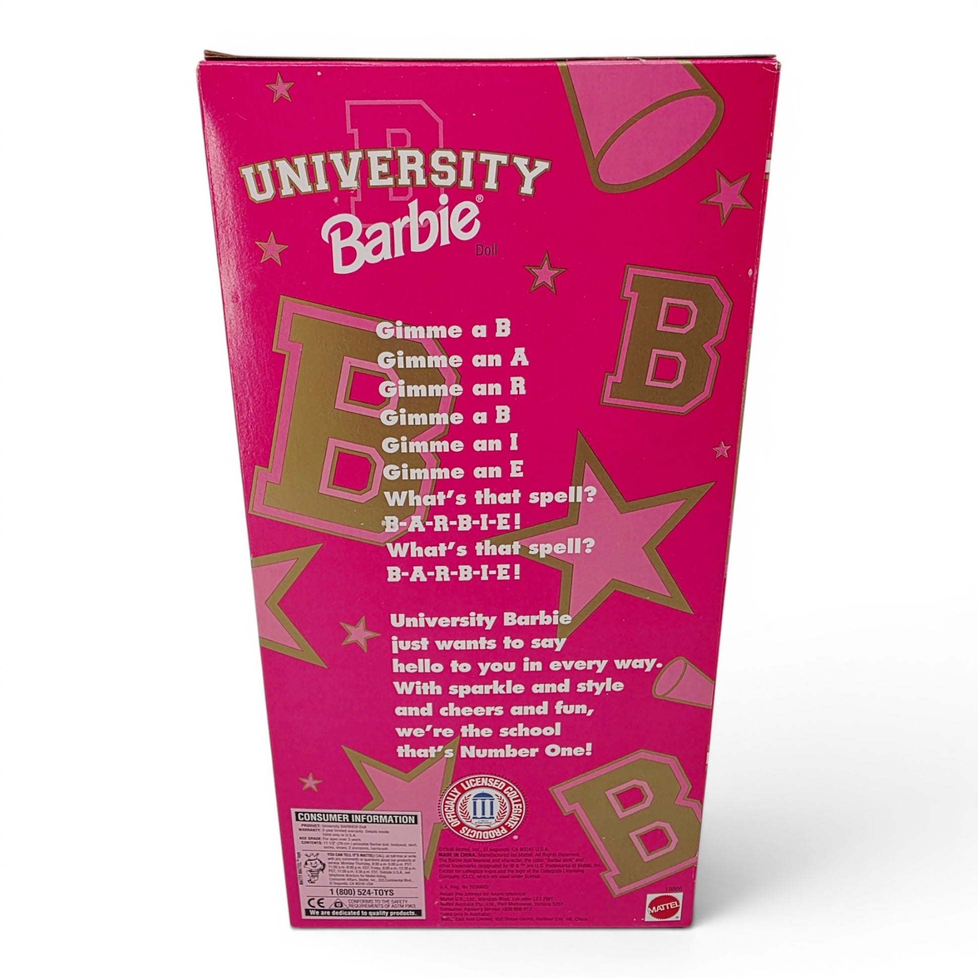 1997 Barbie University Barbie Connecticut Huskies doll — Back view