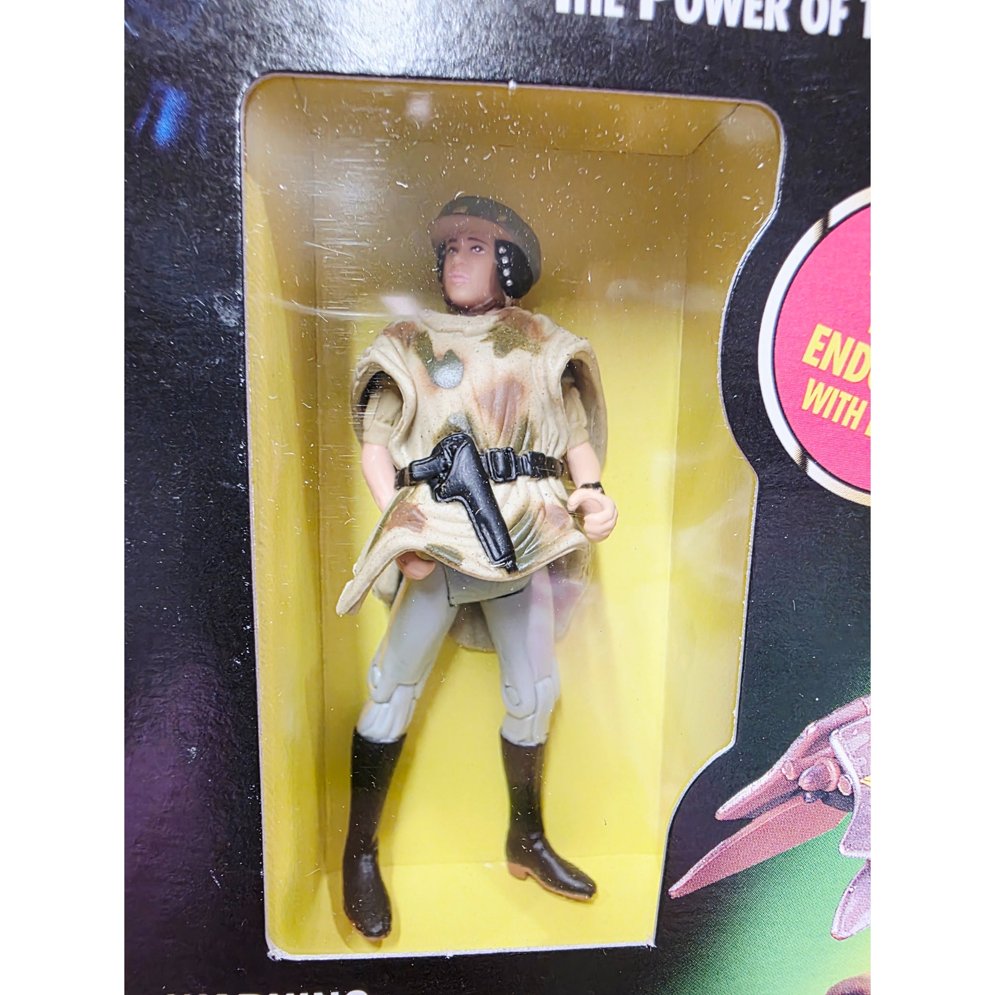 1997 Star Wars Power of the Force POTF - Princess Leia Speeder Bike Princess Leia Organa action figure playset — Face close-up