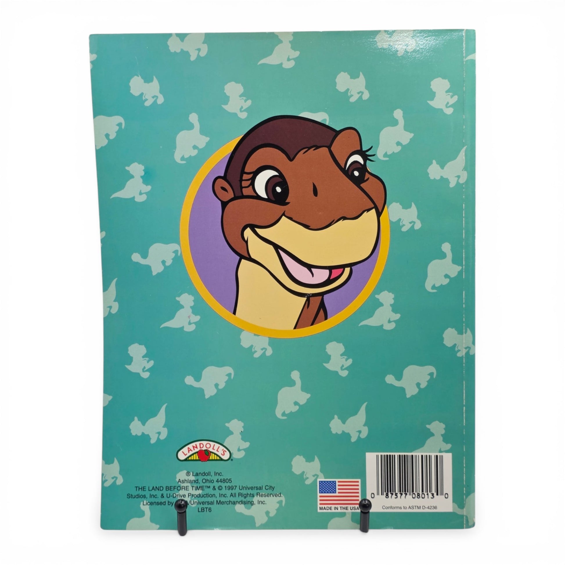 1997 The Land Before Time Super Coloring & Activity Book Littlefoot activity book — Back view