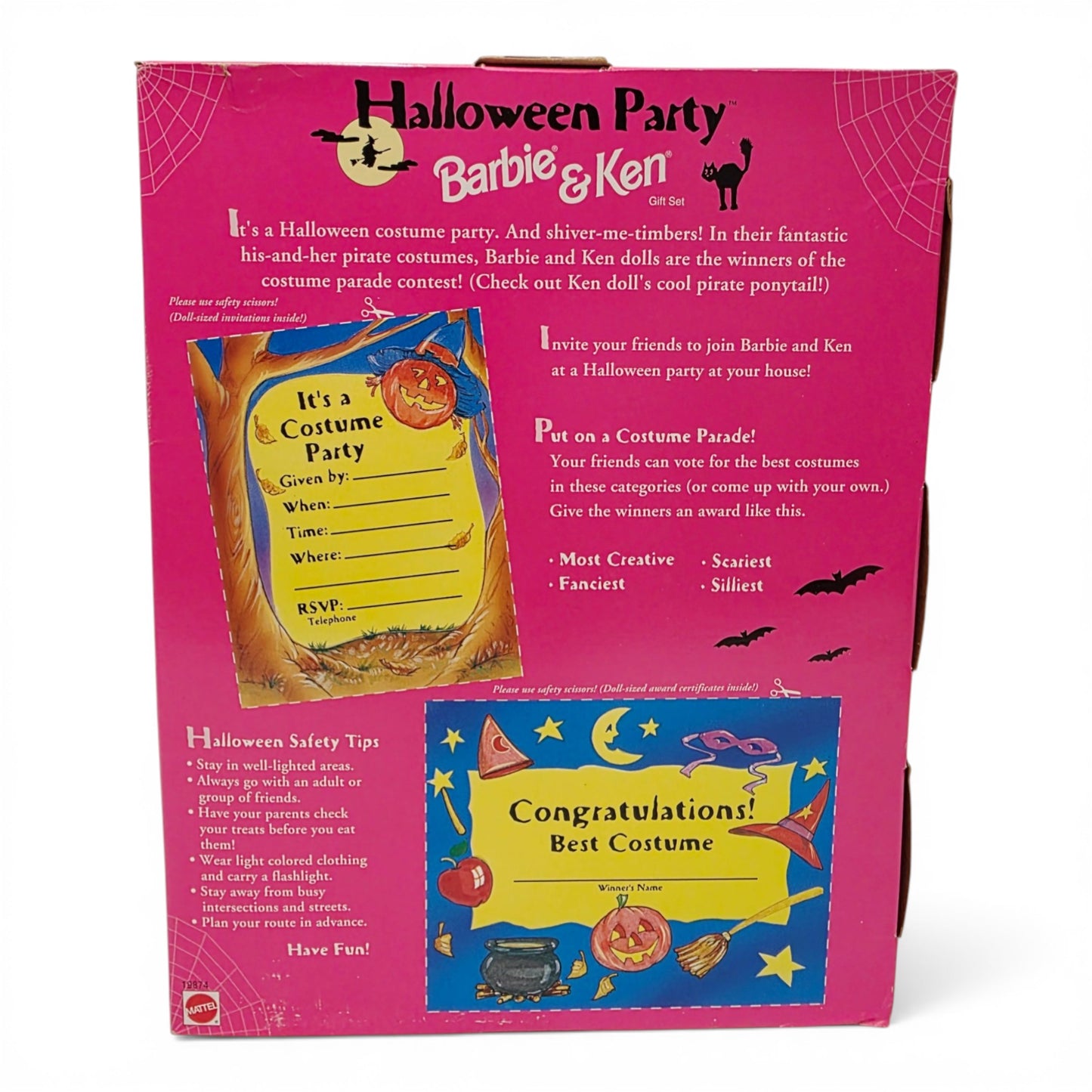 1998 Barbie Halloween Party Barbie & Ken doll giftset — Back view