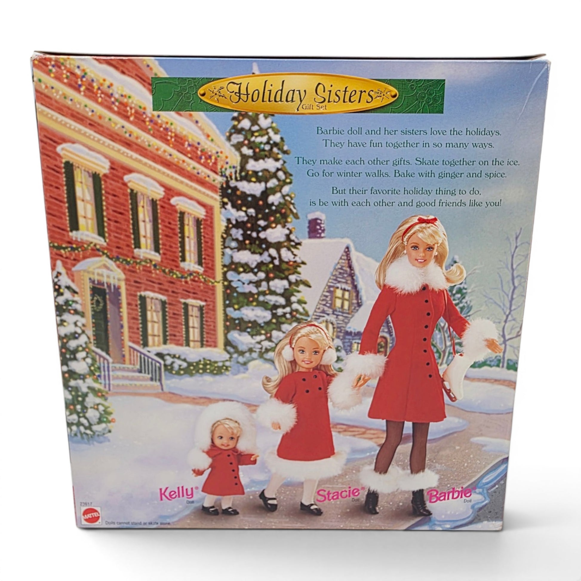 1998 Barbie Holiday Sisters Barbie, Stacie, Kelly doll giftset — Back view