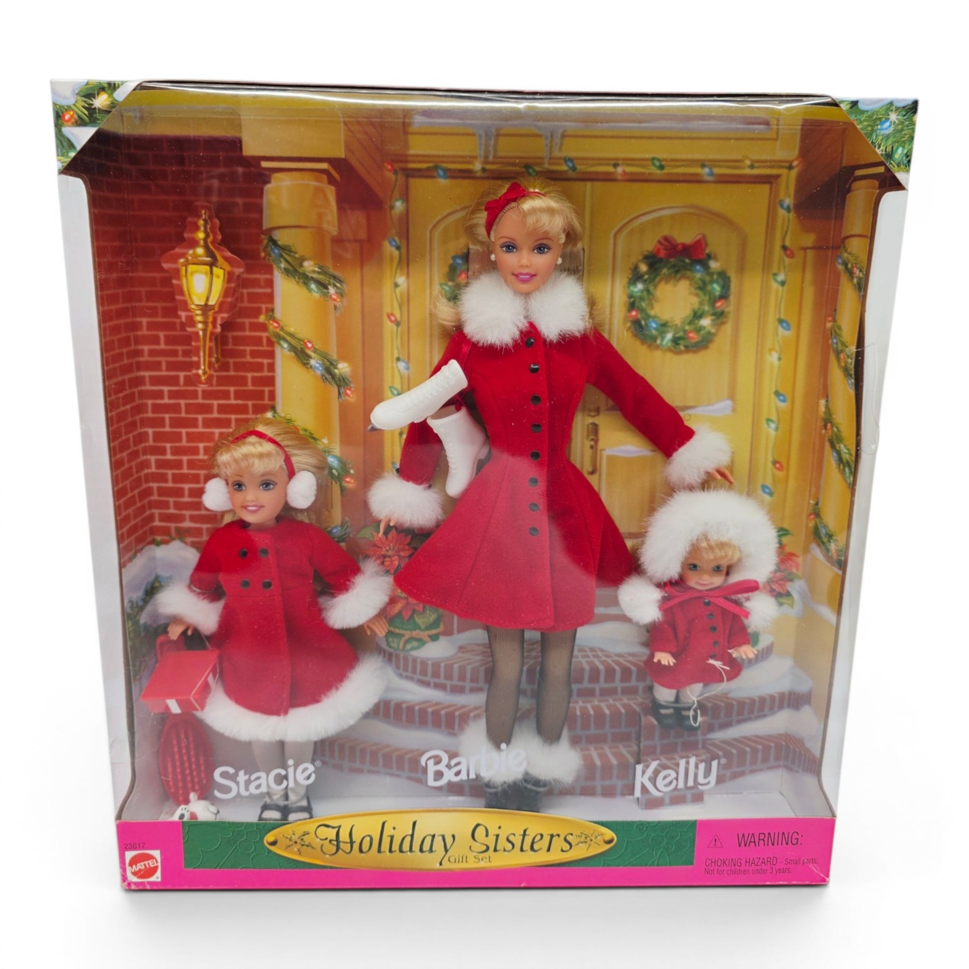 1998 Barbie Holiday Sisters Barbie, Stacie, Kelly doll giftset — Front view