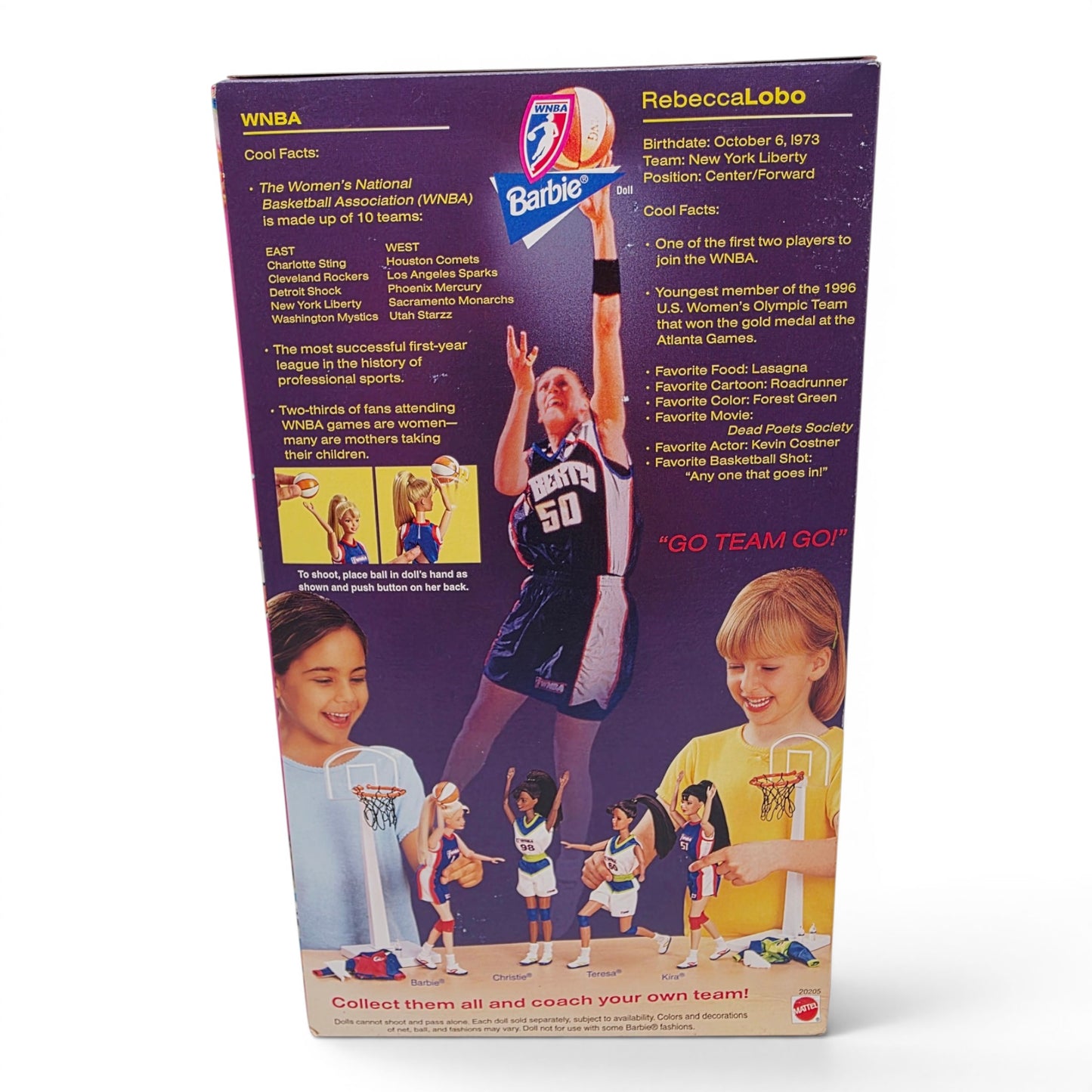 1998 Barbie Women's National Basketball Association WNBA Barbie doll — Back view