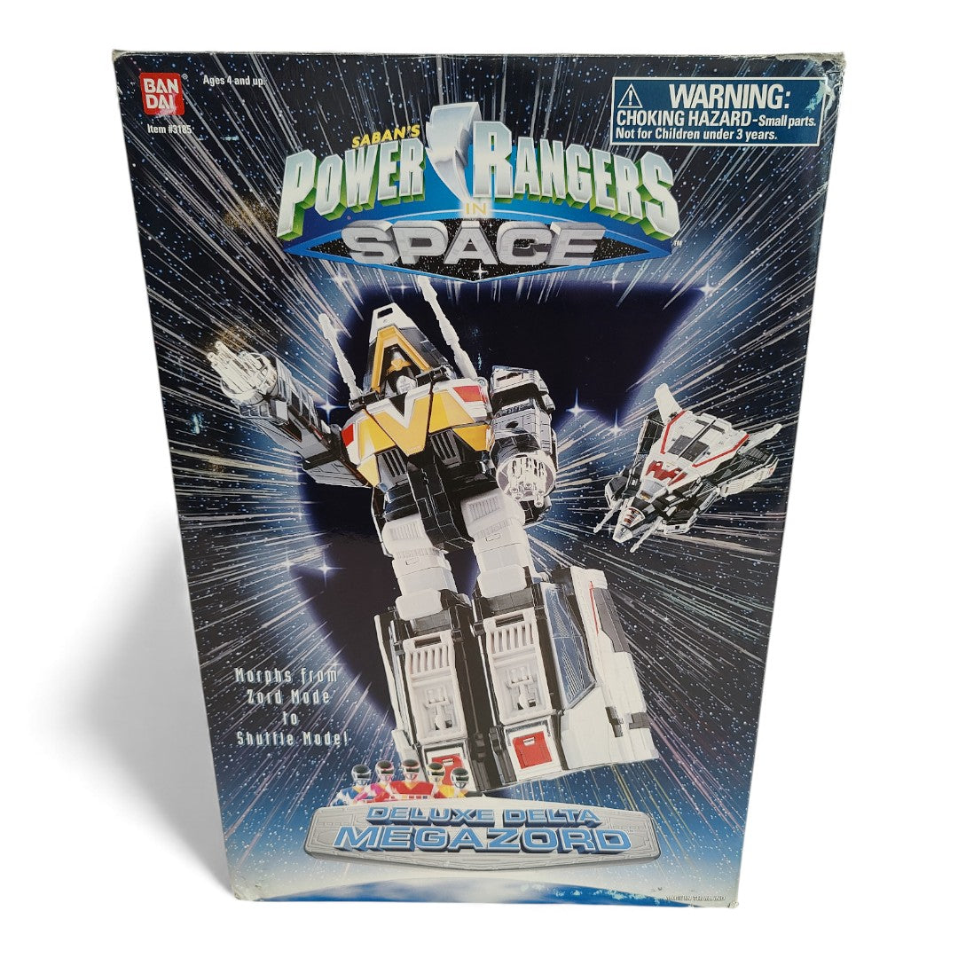 Vintage 1990s action figure playset. In Space. Delta Deluxe Megazord. Rare. Front view.