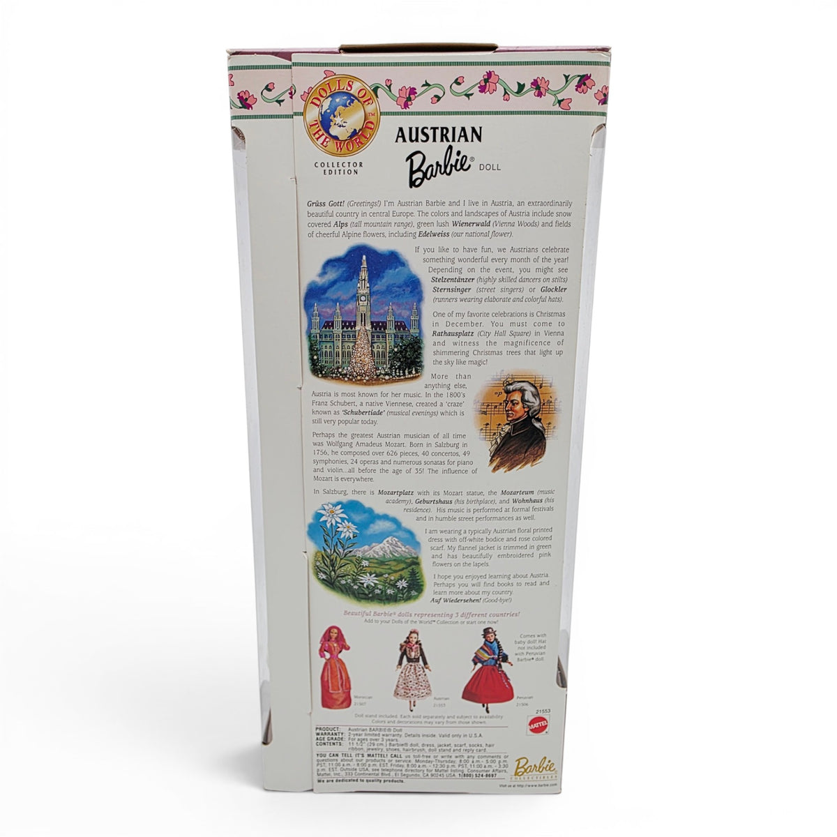 1999 Barbie Dolls of the World Austrian Back view