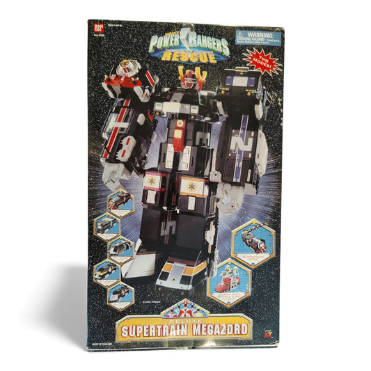 Vintage 1990s action figure playset. Lightspeed Rescue. Deluxe Supertrain Megazord. Rare. Back view.