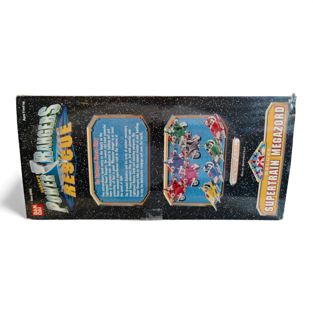 Vintage 1990s action figure playset. Lightspeed Rescue. Deluxe Supertrain Megazord. Rare. Bottom view.