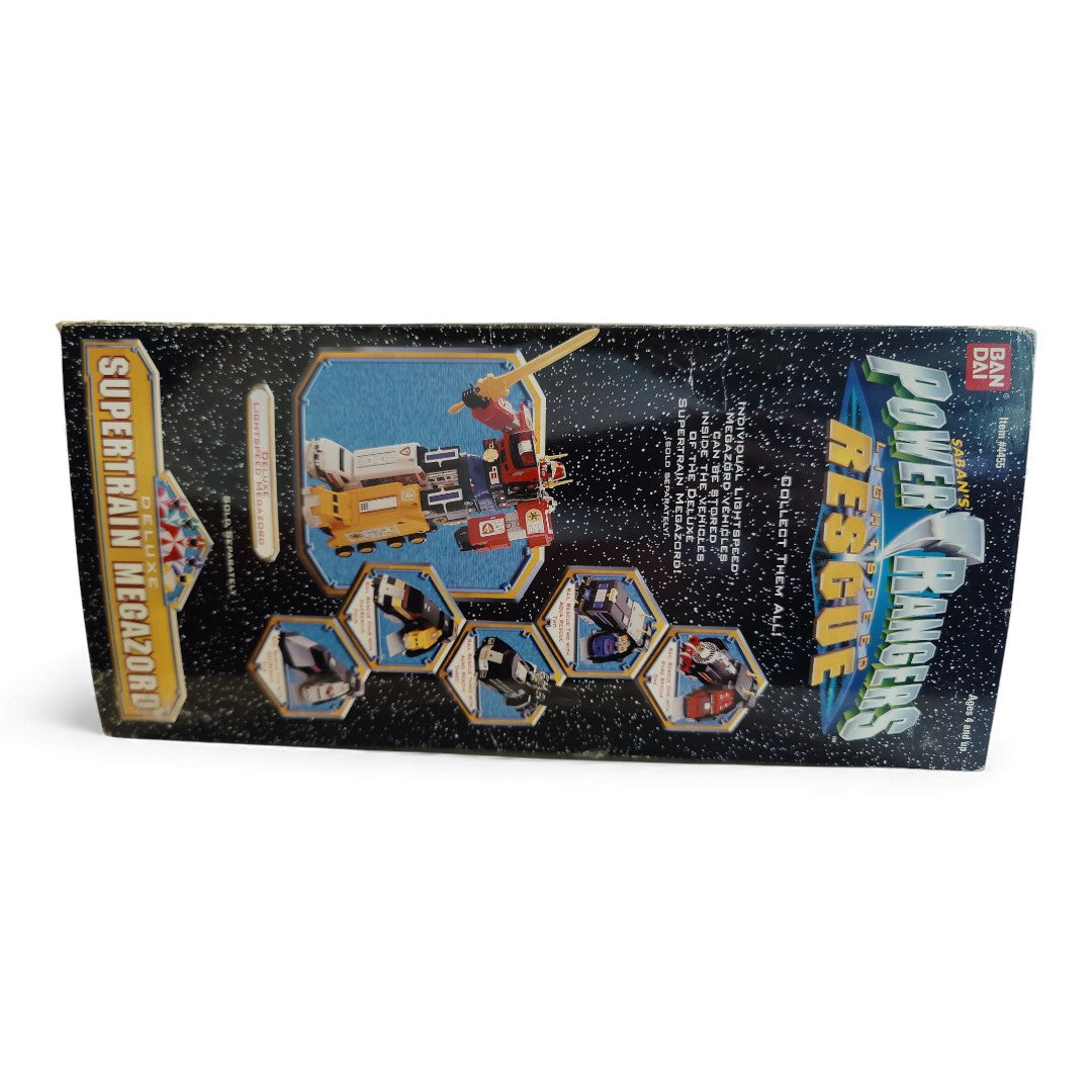 Vintage 1990s action figure playset. Lightspeed Rescue. Deluxe Supertrain Megazord. Rare. Top view.