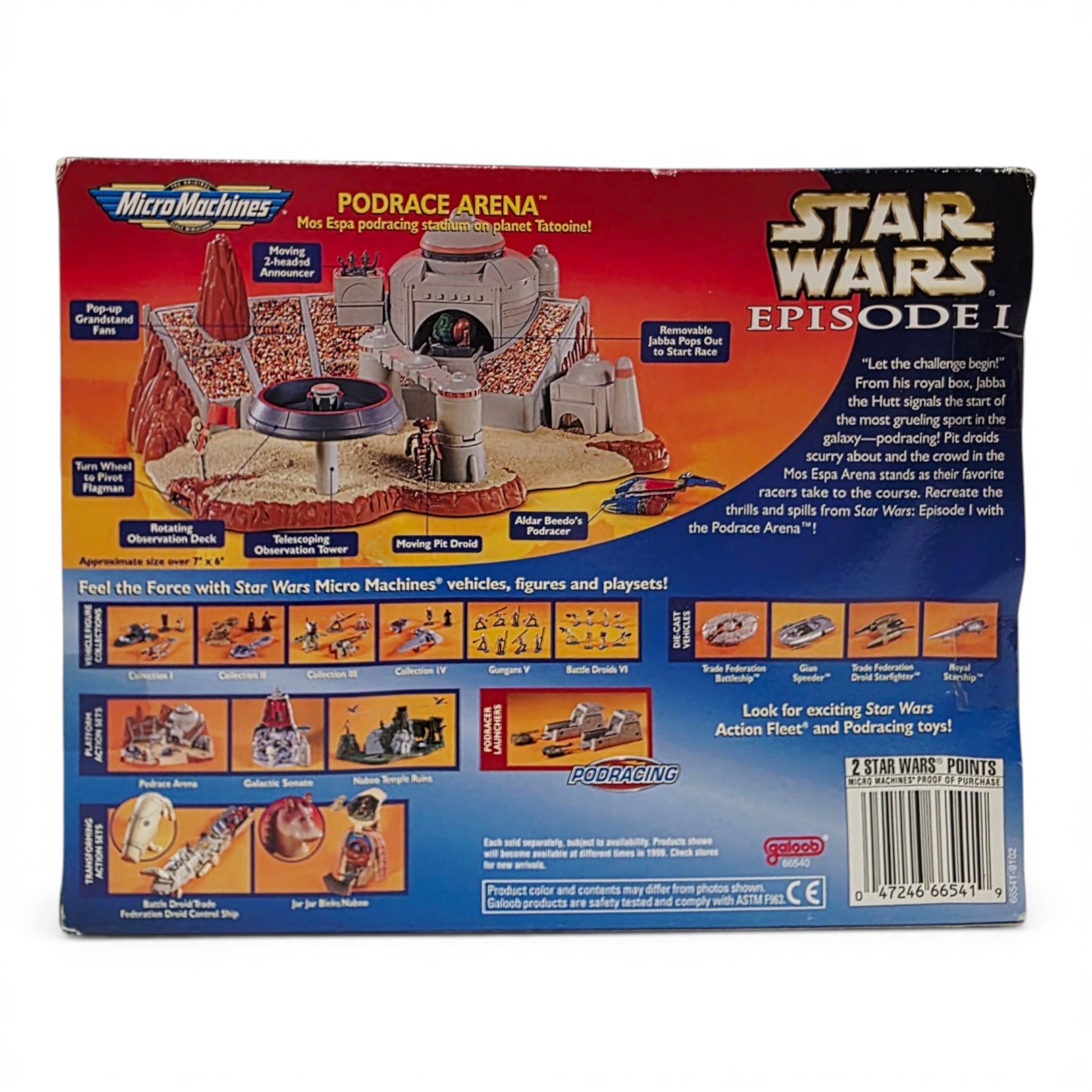 1999 Star Wars Micro Machines EP1 Podrace Arena action figure playset — Back view