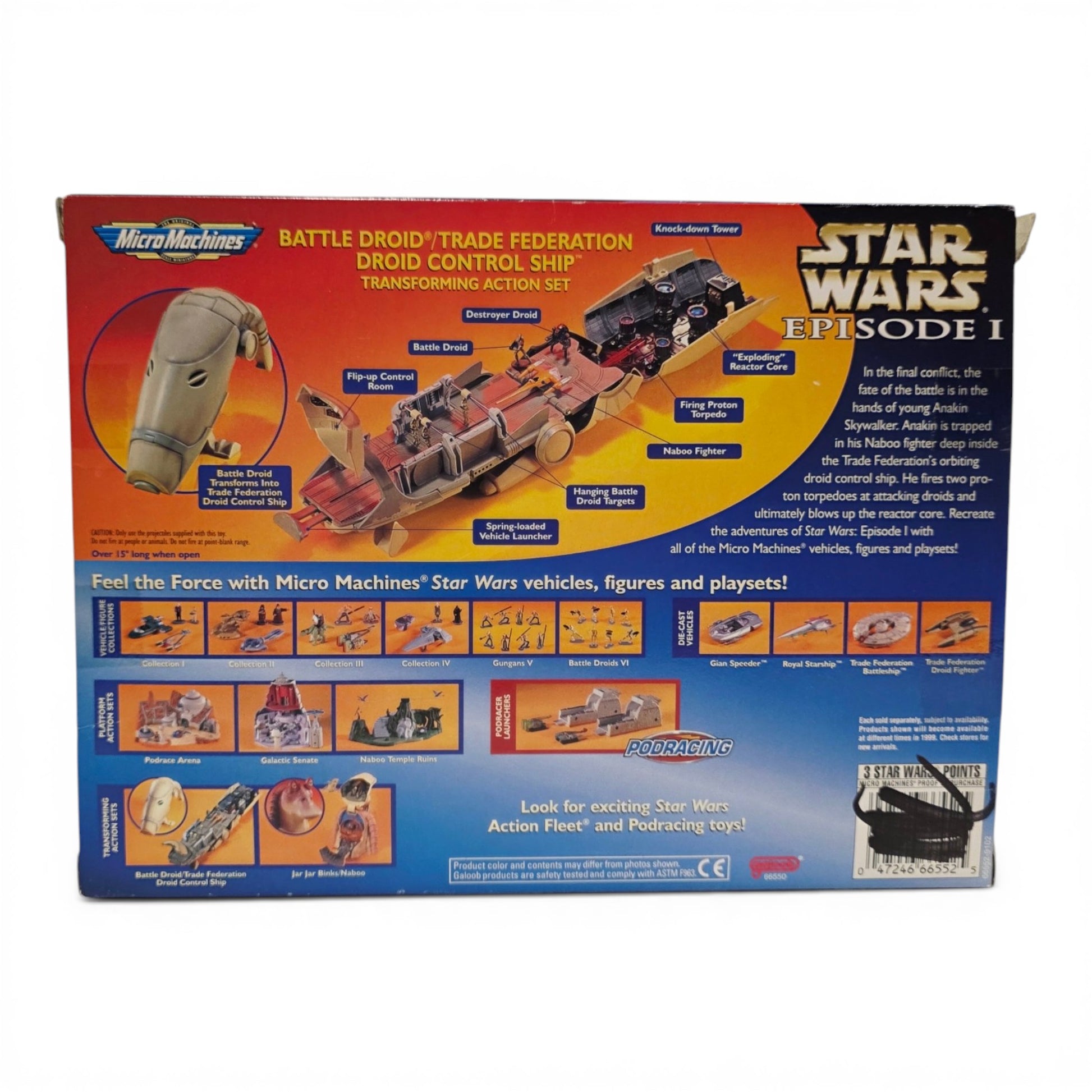 1999 Star Wars Micro Machines EP1 Trade Federation Control Ship action figure playset — Back view