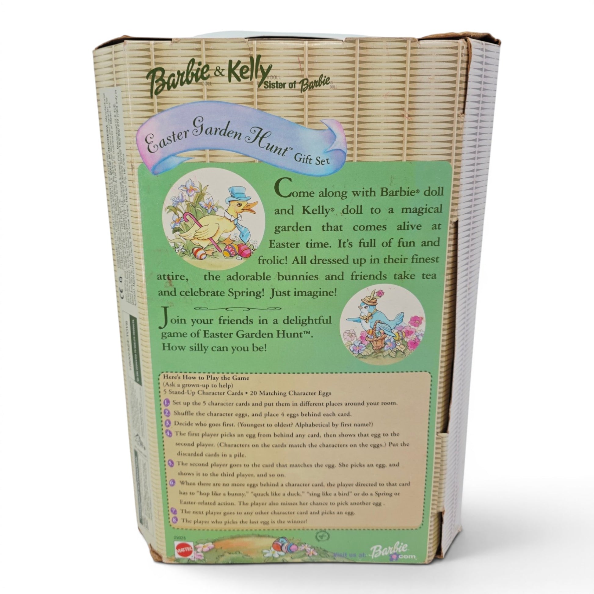 2000 Barbie Easter Garden Hunt Barbie, Kelly doll giftset — Back view