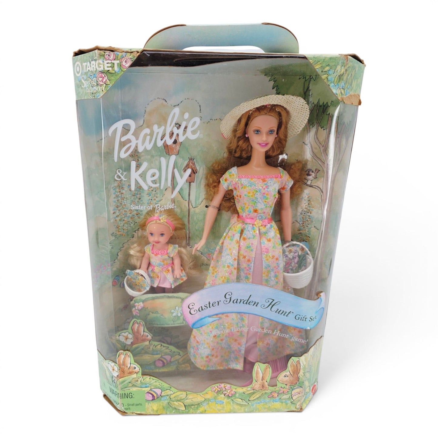2000 Barbie Easter Garden Hunt Barbie, Kelly doll giftset — Front view