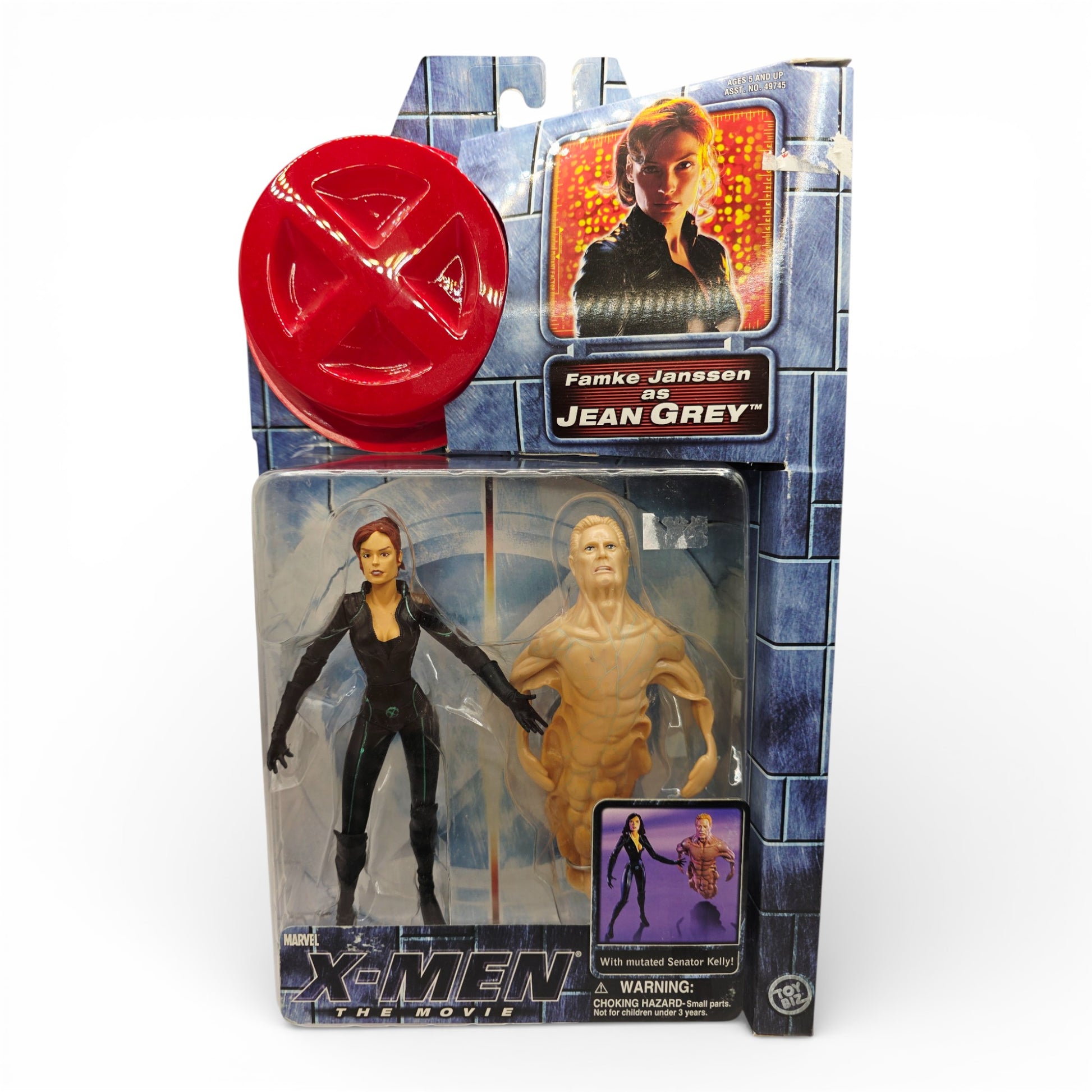Vintage 2000s action figure. Marvel X-Men Movie. Jean Grey. 5". Front view.