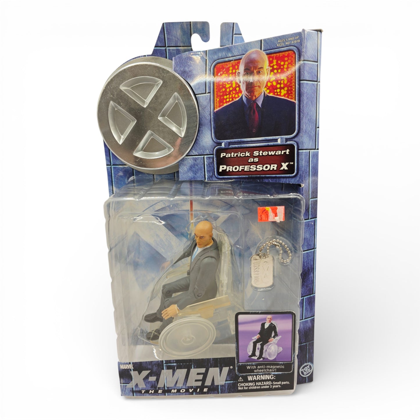 Vintage 2000s action figure. Marvel X-Men Movie. Professor X. 5". Front view.