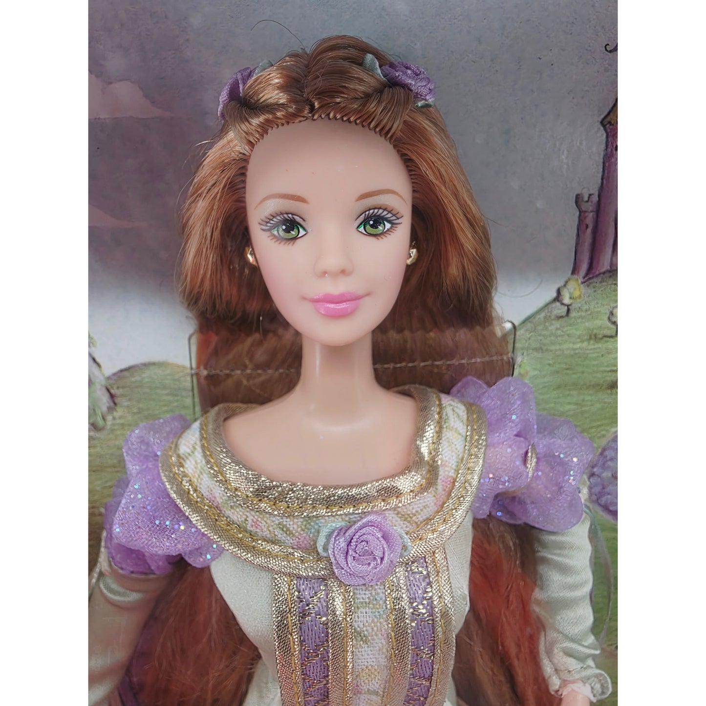 2001 Barbie Collector Edition Princess and the Pea doll — Face close-up