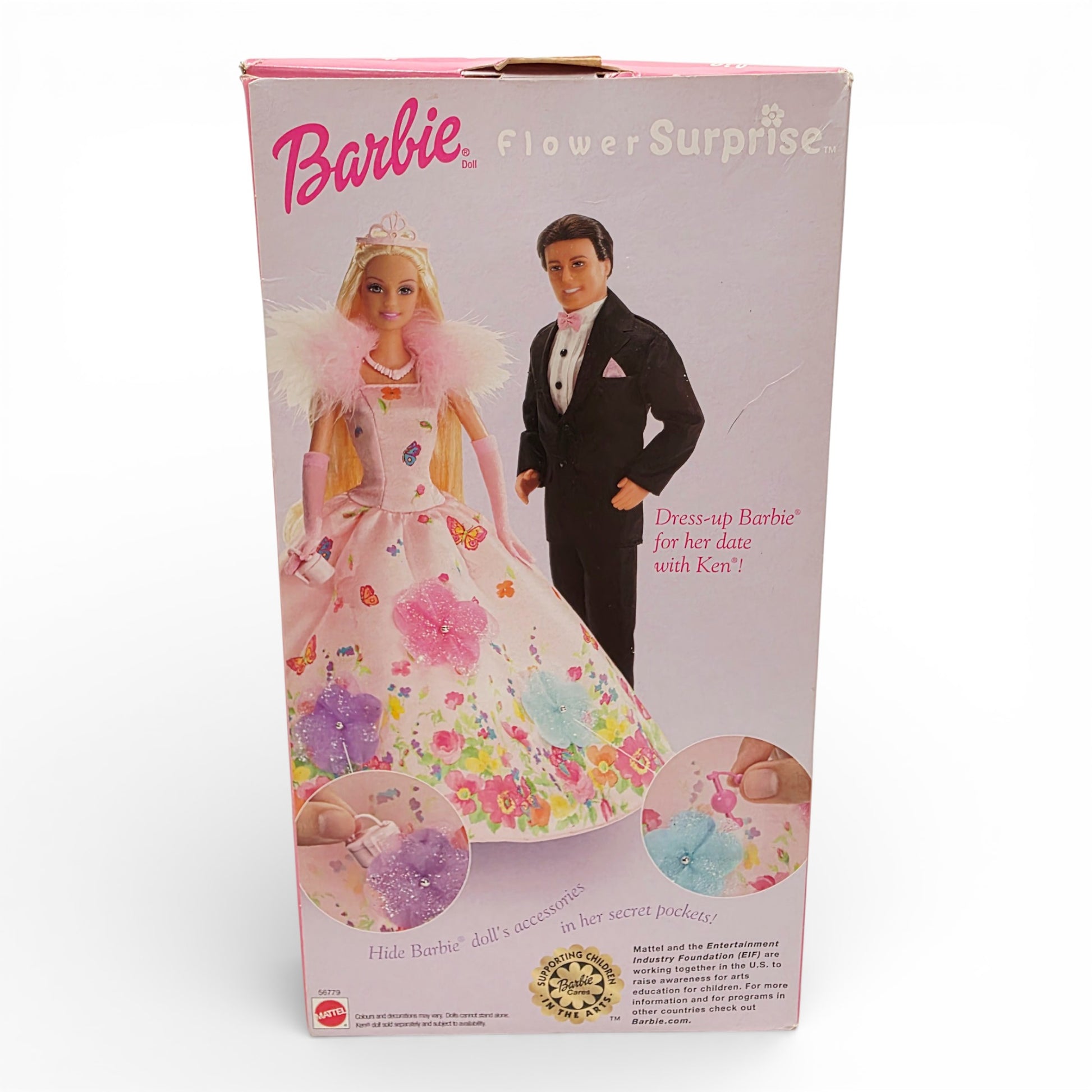 Vintage 2000s doll. Flower Surprise Barbie. Back view.
