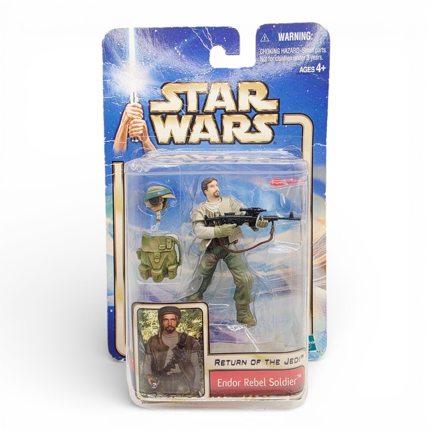 Vintage 2000s action figure. Return of the Jedi. Endor Rebel Soldier. 3.75". Front view.