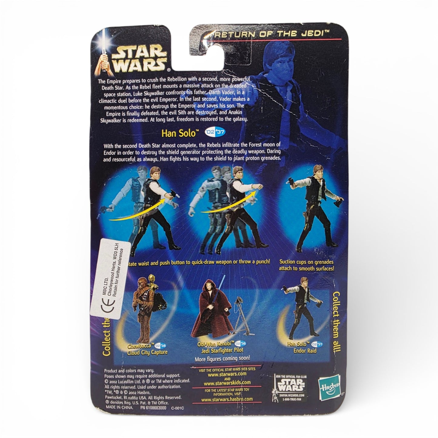 Vintage 2000s action figure. Return of the Jedi. Han Solo. 3.75". Back view.