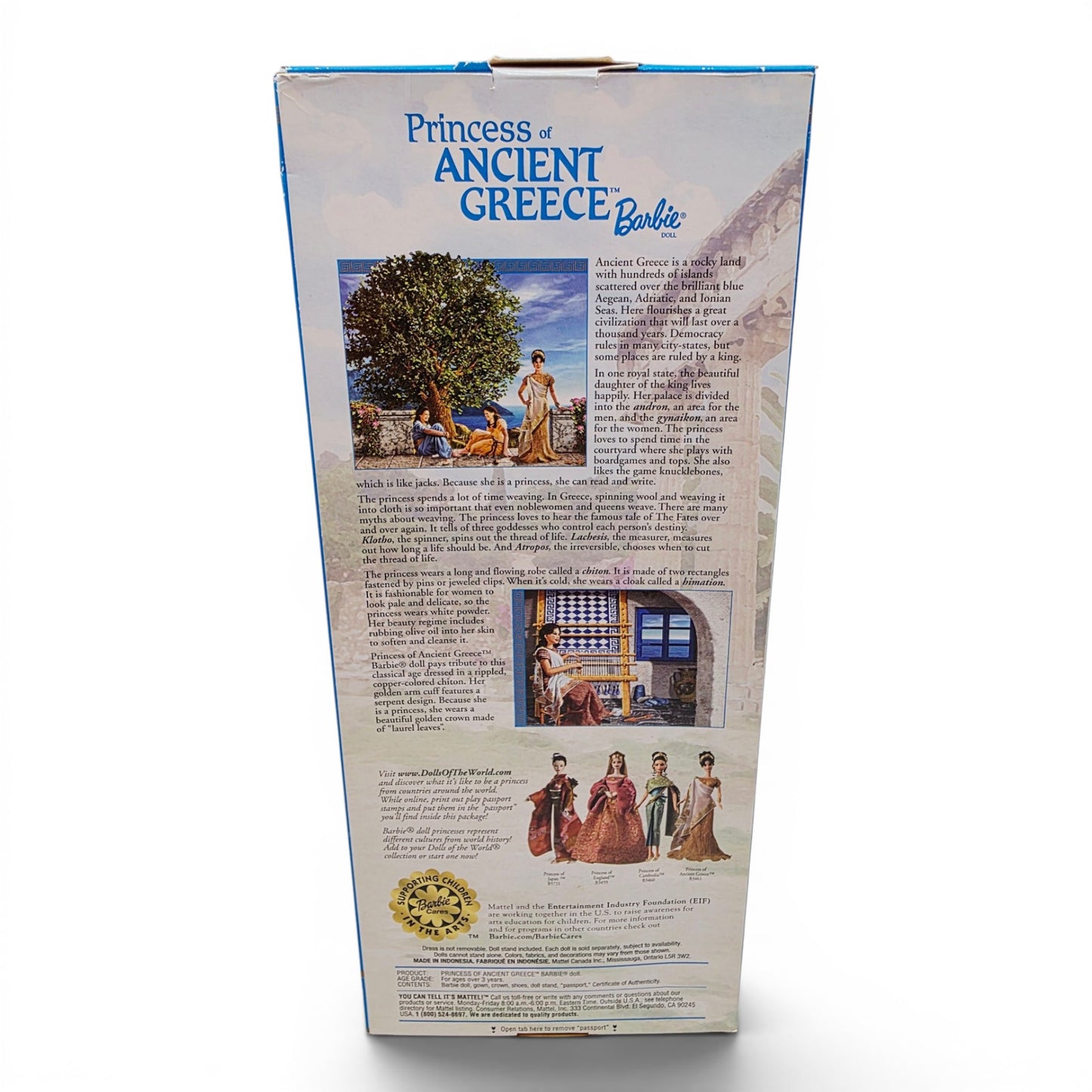 2003 Barbie Dolls of the World Princess of Ancient Greece doll — Back view