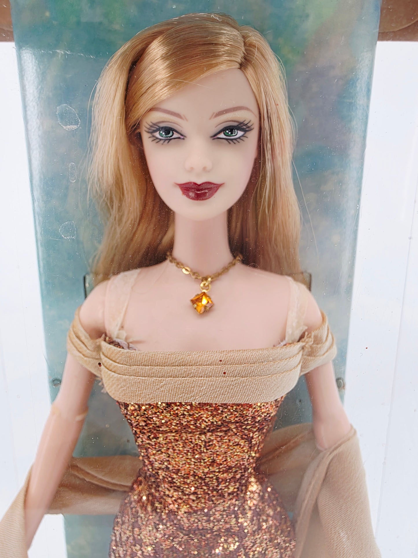 2003 Barbie The Birthstone Collection November Topaz doll — Face close-up