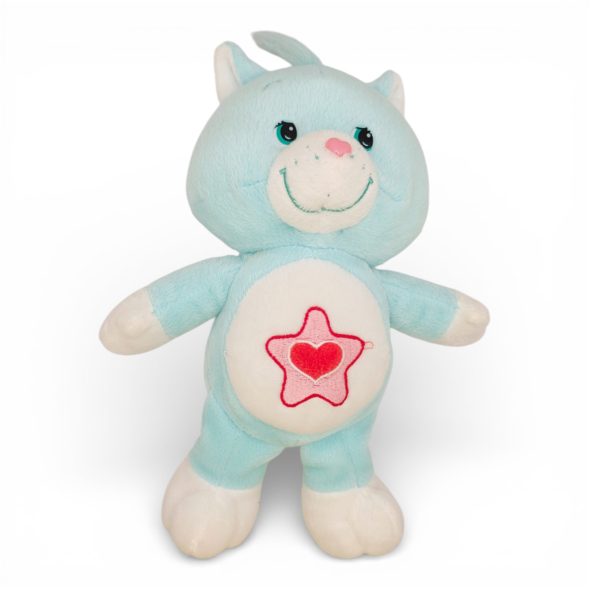 Vintage 2000s plush. Proud Heart Cat. 26cm Plush. Close up 2 view.