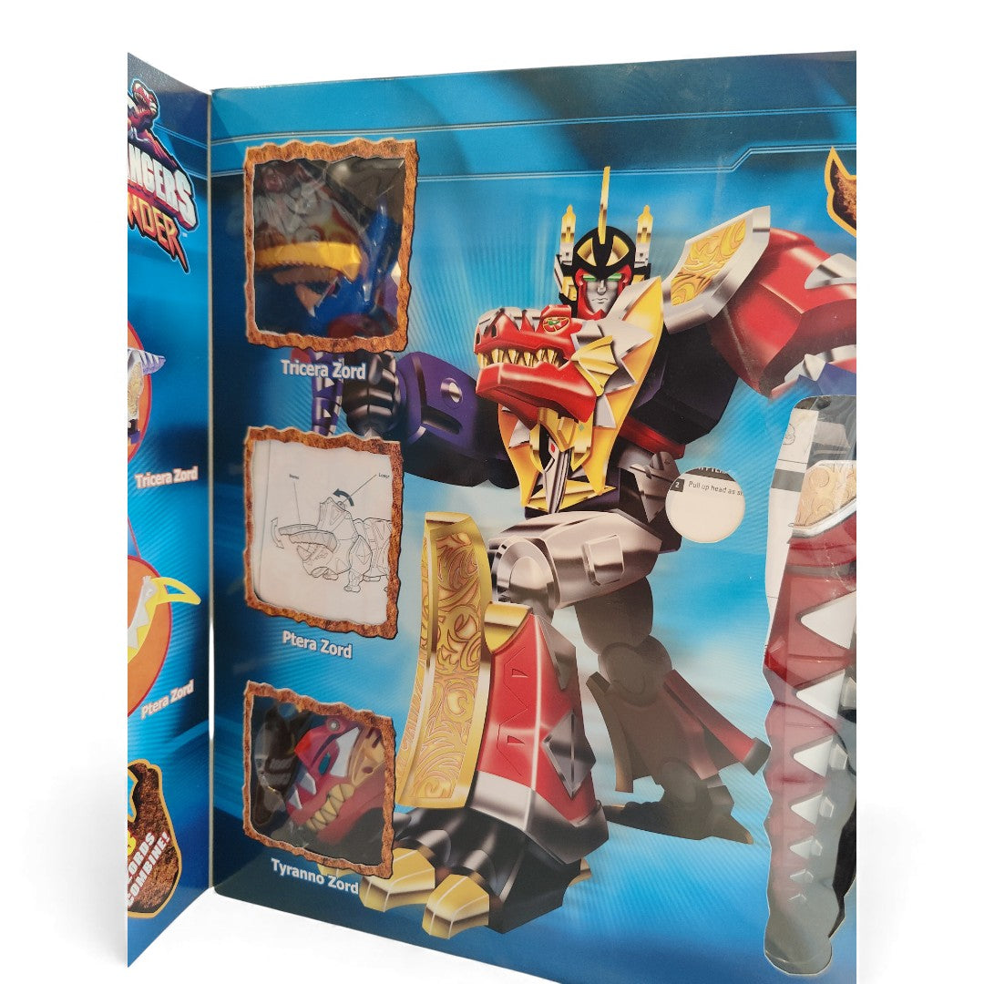 Vintage 2000s action figure playset. Dino Thunder. Deluxe Thundersaurus Megazord. Rare. Face view.