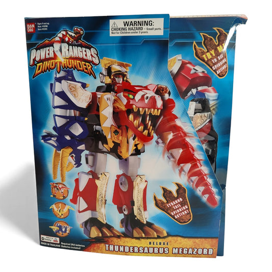 Vintage 2000s action figure playset. Dino Thunder. Deluxe Thundersaurus Megazord. Rare. Front view.