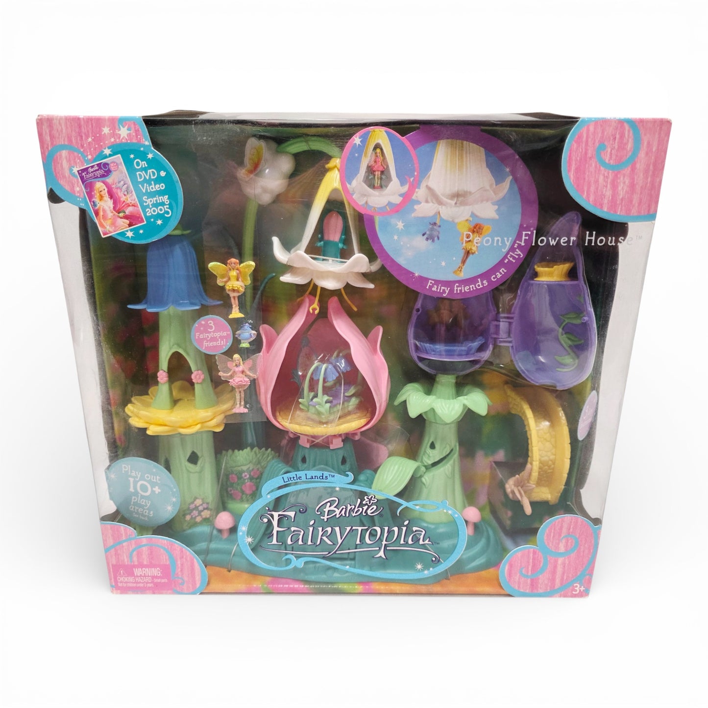 Vintage 2000s doll playset. Fairytopia Peony Flower House. Playset - Scarce to Find boxed!. Top view.
