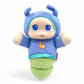 Vintage 2000s plush. Lullaby Gloworm (Blue). Music Box & Glowing Face 9". Face view.