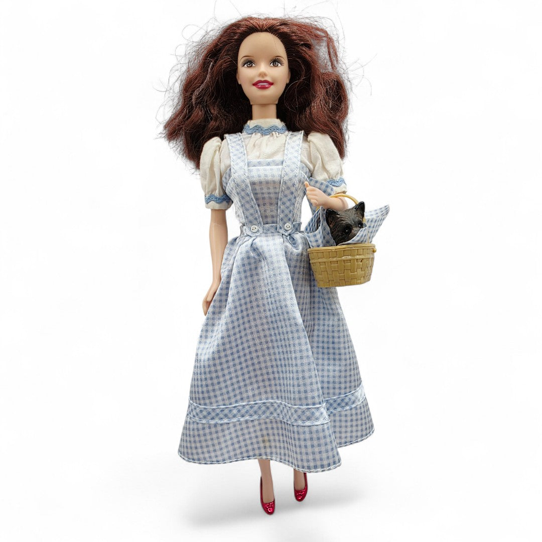 Vintage 2000s doll. Wizard of Oz. Dorothy. Pink Label Barbie. Close up 1 view.