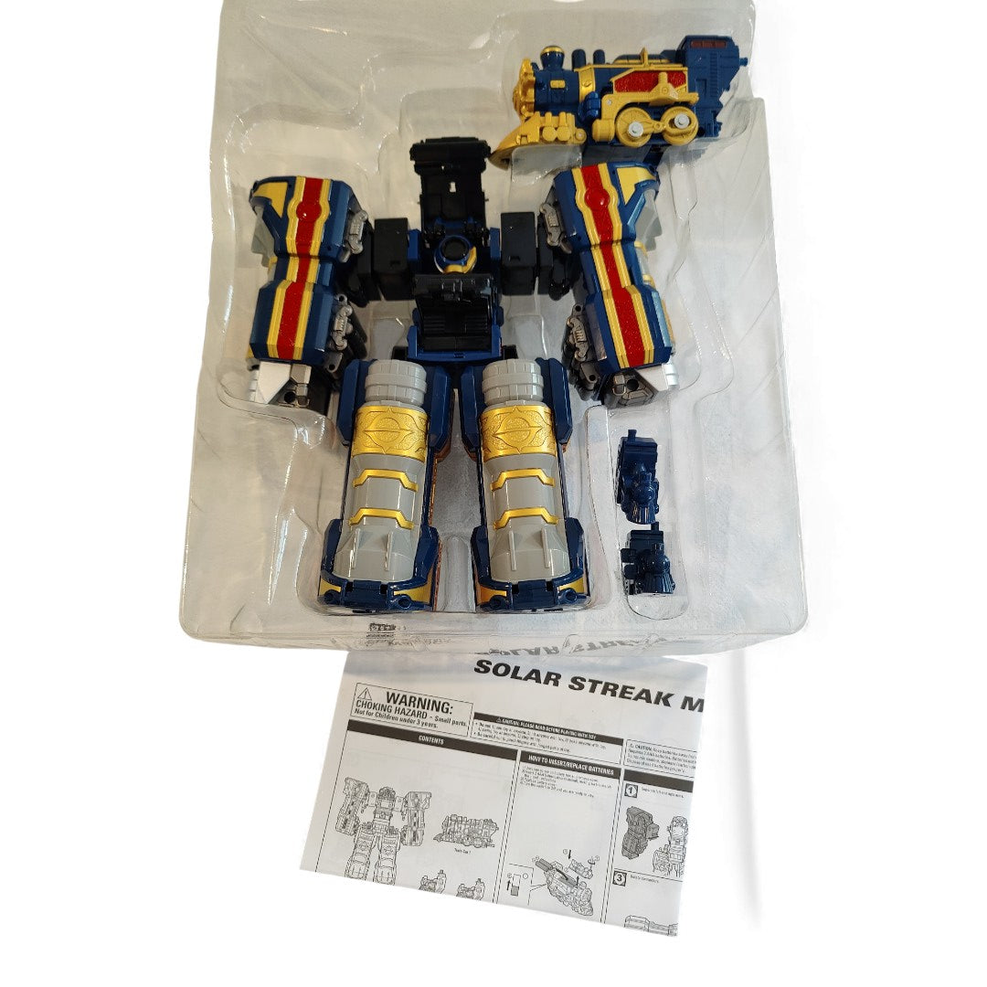 Vintage 2000s action figure playset. Mystic Force. Solar Streak Megazord. Rare. Face view.