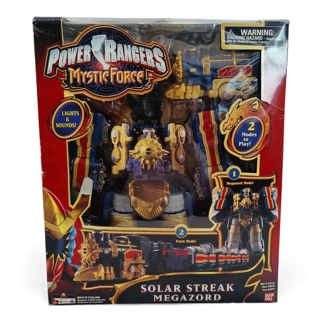 Vintage 2000s action figure playset. Mystic Force. Solar Streak Megazord. Rare. Front view.