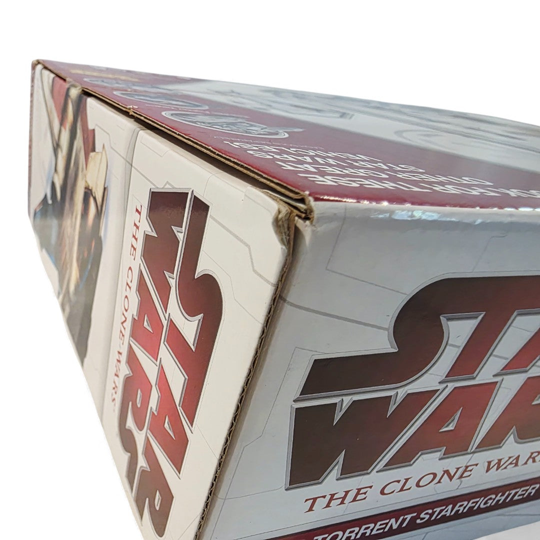 Vintage 2000s action figure playset. Clone Wars. Republic V-19 Torrent Starfighter. Close up 1 view.