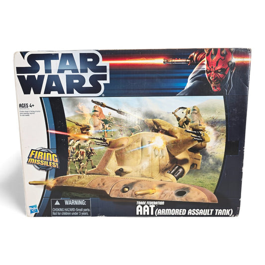 Vintage 2010s action figure playset. Clone Wars. Trade Federation AAT. Front view.