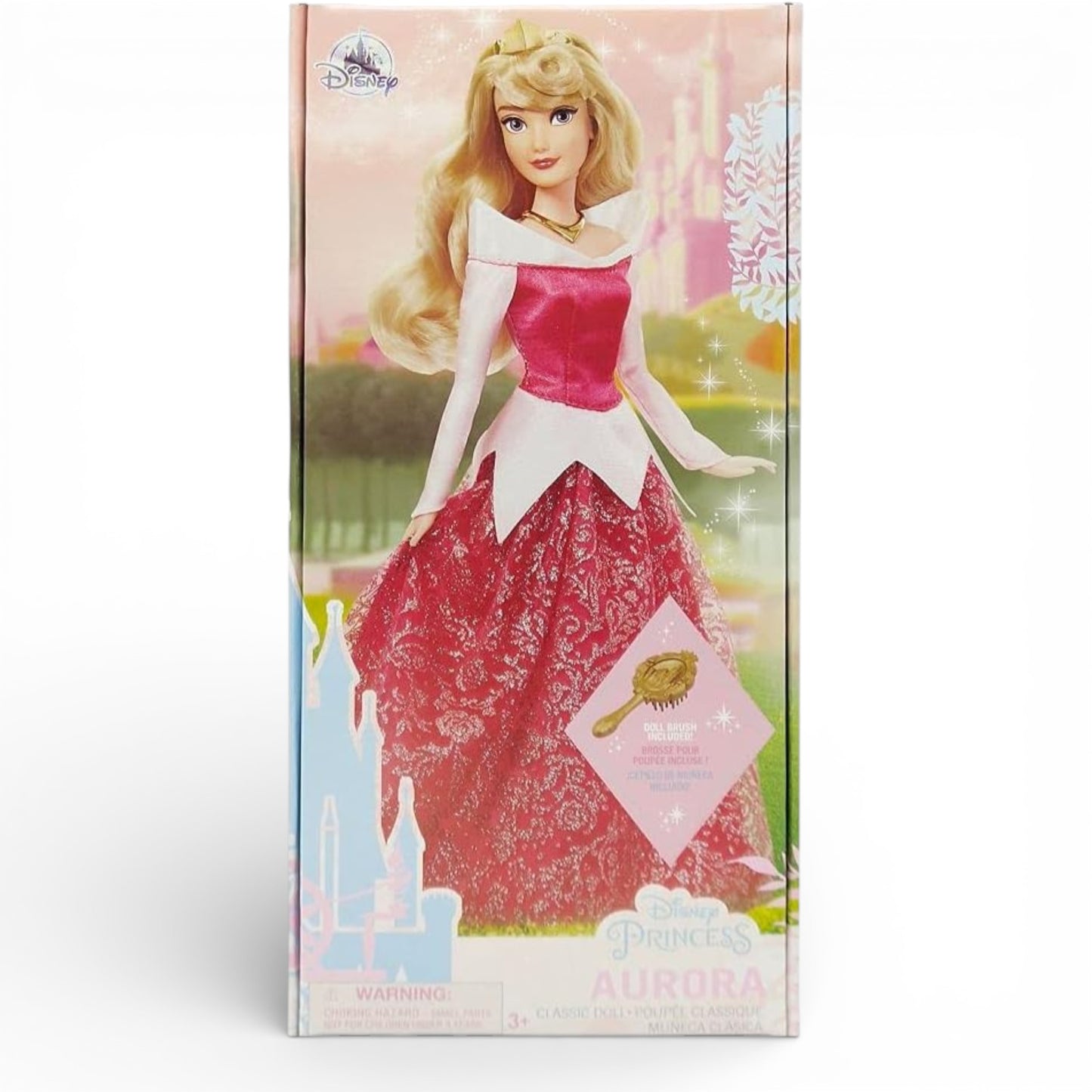 Vintage 2020s doll. Disney Princess Classic Doll. Aurora. Sleeping Beauty 11". Face view.