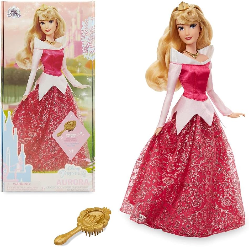 Vintage 2020s doll. Disney Princess Classic Doll. Aurora. Sleeping Beauty 11". Front view.