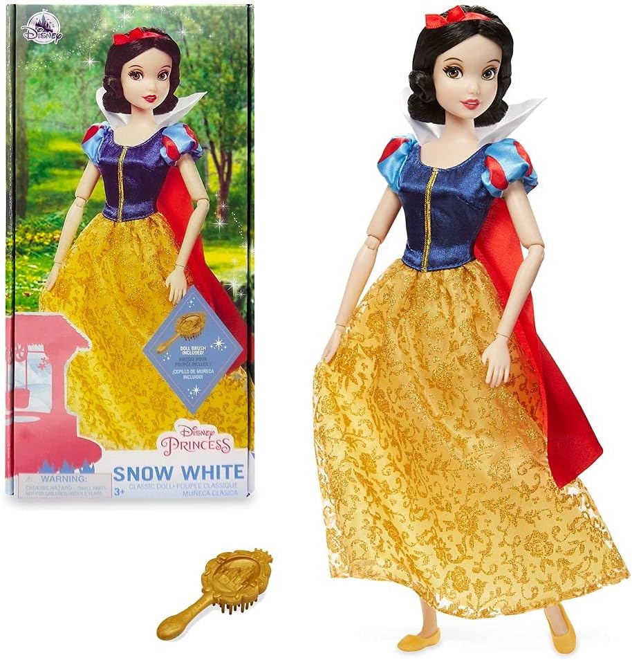 Vintage 2020s doll. Disney Princess Classic Doll. Snow White. Snow White & the 7 Dwarves 11". Front view.